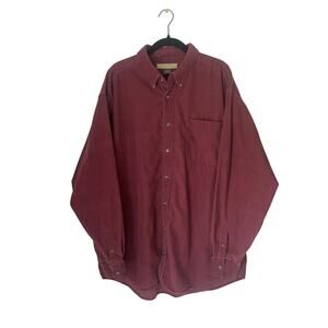 Natural Life Corduroy Button Down Shirt XL Red/Burgundy Oversized Cotton Casual